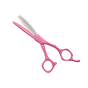 Ciseaux amincissants pour cheveux à usage professionnel Ciseaux amincissants en acier à haute teneur en carbone revêtus de couleur rose avec repose-doigt - Product Image 2