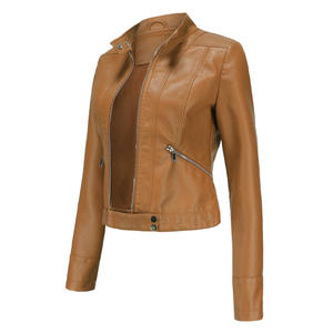 Chaqueta de cuero genuino para mujer con forro suave, diseño elegante de cremallera y servicio OEM chaqueta de cuero para mujer - Product Image 4