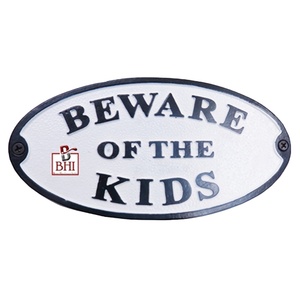 ป้ายประตูเหล็กหล่อ-ระวังพื้นผิวเคลือบด้วยแป้งสีดำสำหรับเด็ก (175X90มม.) - Product Image 2