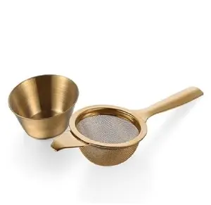 أدوات مطبخ ذهبية اللون من الفولاذ المقاوم للصدأ ، أدوات مطبخ للفنادق ، مصفاة قهوة وشاي إسبرسو ، مصفاة شاي منضدة ، أواني منزلية