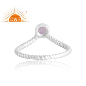 Dernière vente 925 argent Sterling naturel Rose Quartz pierres précieuses bague bijoux pour femmes cadeau pour elle - Product Image 2