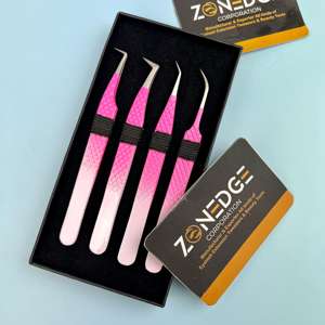 Pinzas para pestañas de primera calidad, puntas rosadas, blancas y plateadas, pinzas para pestañas, agarre de diamante, punta de fibra con logotipo privado, pinzas para extensión de pestañas - Product Image 5