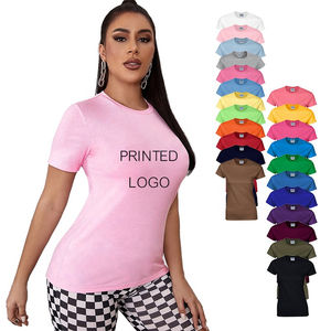 Nouveauté T-shirts personnalisés à col rond pour femmes Vêtements respirants à la mode Impressions personnalisées ajustées T-shirts à col rond pour femmes - Product Image 1