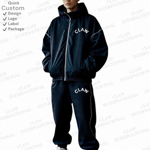 Ensemble de survêtement personnalisé pour hommes OEM veste et pantalon coupe-vent en nylon léger avec fermeture éclair pour l'entraînement ou le style - Product Image 4