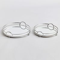Plateau en métal et miroir artistique avec bords finement finis pour les accents de salon, de bureau et de table de salon