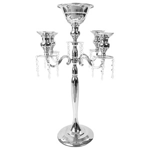Candelabro de 5 brazos de aluminio y metal, candelabro de bola de cristal, acabado en plata, decoración del hogar de tamaño personalizado, nuevo diseño - Product Image 2
