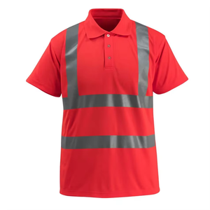 Polo de trabajo de alta visibilidad y manga larga para hombre, camisas de trabajo de seguridad de alta visibilidad con tiras reflectantes de secado rápido - Product Image 1
