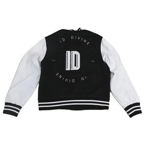 Blouson bombardier universitaire original de haute qualité avec logo personnalisé letterman de luxe pour hommes en cuir PU avec patchwork - Product Image 2