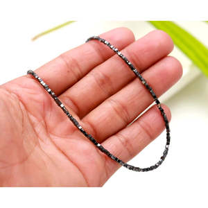 Collier en argent 925 avec perles cubiques de 1,5 à 2,5 mm, motif géométrique fantaisie à facettes, 16 pouces, diamant noir - Product Image 3
