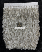 Dentelle à franges en perles de verre transparentes de qualité supérieure avec cristaux suspendus pour la décoration de sari, de chemisier, de dupatta, de lehenga et de vêtements