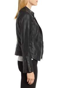 Chaqueta Acolchada de Piel de Oveja Original para Mujer - Alta Calidad, Impermeable y Resistente al Viento |   Cuero Negro de Aspecto Atrevido - Product Image 2