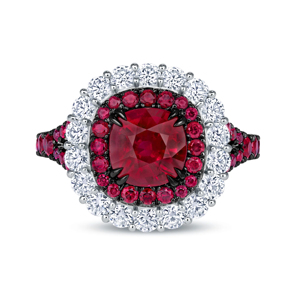 Anillo de compromiso de lujo al por mayor con rubí para mujer, corte ovalado, halo, plata 925, micro pavé, joyería de moda - Product Image 1