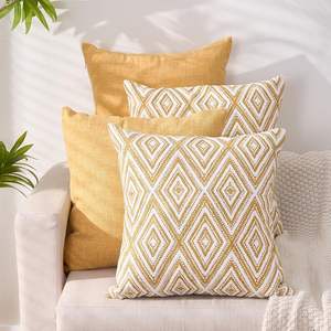 Cojín decorativo para sofá, funda de cojín de lino con diseño geométrico para sofá, sofá, sala de estar, 18x18 pulgadas, sin látex - Product Image 3
