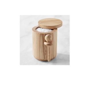 Boîte à sel en bois de forme ronde carrée personnalisée Nouveaux outils d'herbes et d'épices de couleur bois naturel Conteneur de poudre de poivre économique - Product Image 2