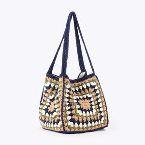 Bolso de Ganchillo de Cuerda de Algodón Tejida, Estilo Étnico, Gran Capacidad, Cierre Abierto, Versátil, para Uso Diario, para Mujer, Novedad 2025 - Product Image 2