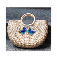 Vietnam kualitas tinggi pilihan terbaik Portable Handwoven kecil kotak rotan alam pegangan atas tas tangan dengan serut rotan keranjang tas