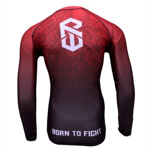Sublimation personnalisée MMA Rash Guard longue chemise de compression BJJ avec manches courtes tissu de surf et de combat - Product Image 2