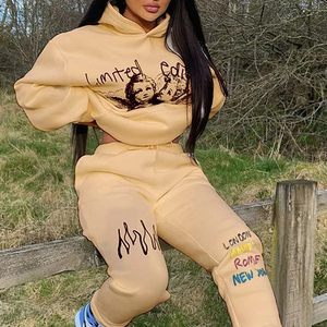 ชุดสูทสองชิ้นบุรุษชุดวอร์มชุดเสื้อกันหนาวหมวกขนาดใหญ่ / กางเกงลําลองเสื้อสเวตเตอร์หรูหราชุดกีฬาเสื้อผ้าบุรุษสตรี - Product Image 4