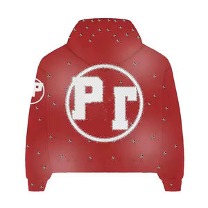 Best Quality <b>Men's</b> <b>Zip</b>-<b>Up</b> Hoodie Sun Faded 100% Cotton Distressed Embroidered Patch Rhinestone <b>Top</b> Trend Solid Print Design - Product Image 6