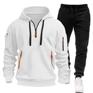 Logo personnalisé de haute qualité hommes deux pièces survêtement Gym Fitness vêtements de sport polaire formation survêtements Jogging pour hommes - Product Image 3