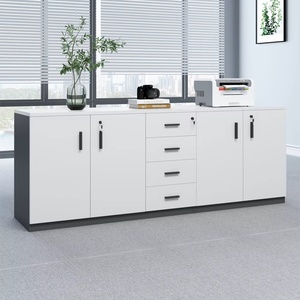 Modern Modular Minimalist <b>Office</b> Filing Cabinet With 2 Locking Doors 4 <b>Drawers</b> MDF Storage <b>Unit</b> Stylish <b>office</b> filing cabinet - Product Image 1