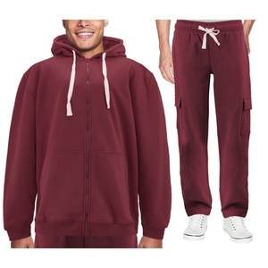 Hombre Zip Up Fleece Sports Gym Athletic Jogging Track Sweat Suit 2 Piezas Set - Product Image 1