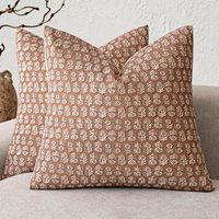 Housse de coussin vintage en coton 100% tissé à rayures et imprimé à la main, motif floral, écologique, lavable, décoration intérieure