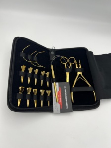 Kit de herramientas de extensión de cabello chapadas en oro, alicates de calidad superior con logotipo personalizado de acero inoxidable sostenible, tijeras para el cabello, mango de bucle - Product Image 5