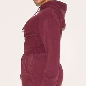 Haute demande personnalisée dernière goutte de vin épaule femmes sueur sweat à capuche court Anti-rides et respirant sweats à capuche femmes sweat à capuche zippé - Product Image 1