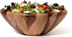 Bol de service en bois d'acacia rustique contemporain extra large Orrizen, écologique, pour fruits - Product Image 4