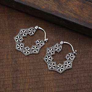 925 argent Sterling Tribal Designer cerceaux à la mode boucles d'oreilles fines pour femmes filles ethnique à la mode exclusif or mariages cadeaux - Product Image 4
