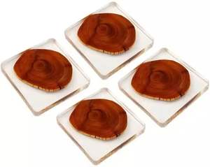 Wood <b>Epoxy</b> Hexagon Coasters Creative Acacia Wood Tea Cup Mat <b>Epoxy</b> <b>Resin</b> Coaster <b>for</b> <b>Table</b> Decoration - Product Image 2