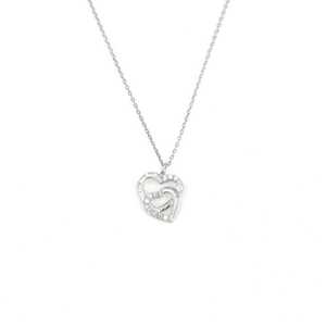 Collar de Plata de Ley 925 con Diseño de Corazones Entrelazados y Piedra Blanca para Compromiso - Product Image 2