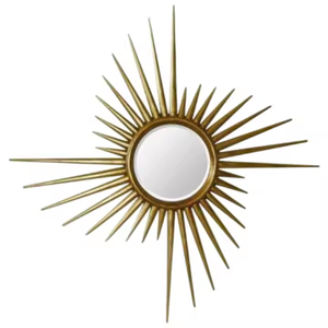 Espejo de pared de metal para el hogar, arte de pared de boda, diseño de hoja elegante moderno, espejo decorativo redondo para montaje en pared - Product Image 2