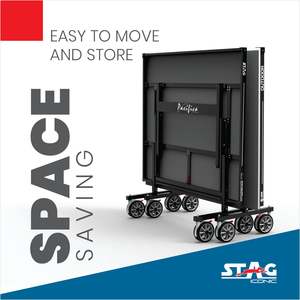 Stag Iconic Indoor Aluminum Table Tennis Table <b>Top</b> Frame 25mm Thick Anti-Weathering Movable with Wheels <b>Net</b> - Product Image 6