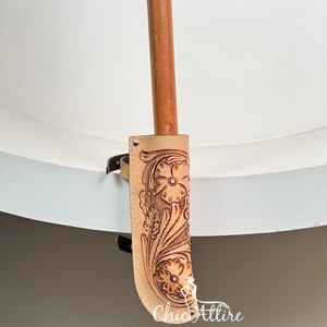 Premium Hand Tooled Leather <b>Flag</b> Holder Handmade Western Style <b>Banner</b> Mount for Rustic Decor Outdoor Events & Custom Gifting - Product Image 1