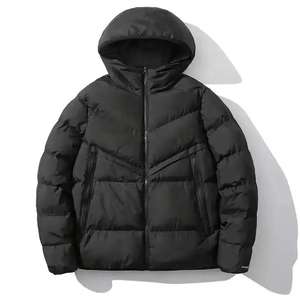 Chaqueta de plumón de invierno informal para hombre OEM de alta calidad, personalizable, suave, impermeable, Burbuja, lona acolchada, longitud larga, cierre de cremallera - Product Image 1