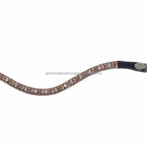 Banda de cejas de caballo de cuero en todas las formas hechas a medida con 3 filas decorativas Multicolor cristales brillantes diamantes de imitación banda de cejas ostentosa - Product Image 5