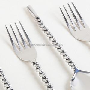 High Quality Hand made Cutlery Silver and Rose Gold Twirl 4 Piece <b>Flatware</b> <b>Set</b> For Wedding - Product Image 4
