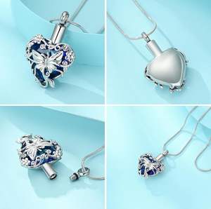 Metal Butterfly Urn <b>Necklaces</b> for <b>Ashes</b> Urn Jewelry for Human <b>Ashes</b> for Women Heart Cremation <b>Necklace</b> for <b>Ashes</b> Custom Size - Product Image 3
