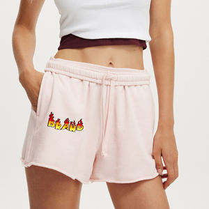 Logo personnalisé 100% coton dames Shorts de haute qualité vêtements de salon respirant Vintage confortable bouffée imprimé Logo femmes - Product Image 1