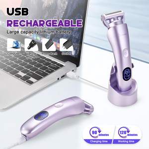 Rasoir et épilateur électrique 3-en-1 pour femme, tondeuse bikini, étanche IPX7, chargement USB avec écran LED, double lame - Product Image 3