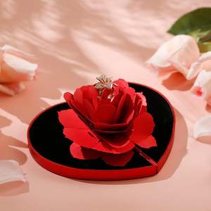 Jeulia Custom Logo Heart Shape Rose Flower <b>Ring</b> <b>Box</b> for Wedding Gift - Product Image 4