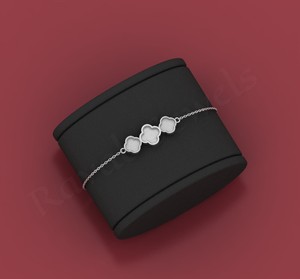 Pulsera de Plata de Ley 925 de alta calidad, ajuste de joyería de boda, sello de diseño de trébol Triple, componente en blanco para ajuste - Product Image 2