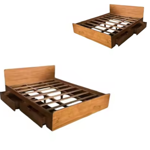 เตียงไม้สักทึบพร้อมลิ้นชักเก็บของคุณภาพดีที่สุดพร้อมส่งงานทำมือโดยช่างฝีมือจากชวากลาง - Product Image 4