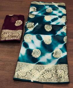 Sarees de fête en tissu de soie avec broderie en pierre et pièce de chemisier pour adultes Collection attrayante de sarees avec chemisier - Product Image 6
