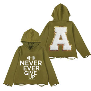 Sudaderas con capucha de color verde oliva, Sudadera de felpa francesa sin bolsillos, sudaderas con capucha de gran tamaño con dobladillo crudo para hombres con estampado de hojaldre - Product Image 1