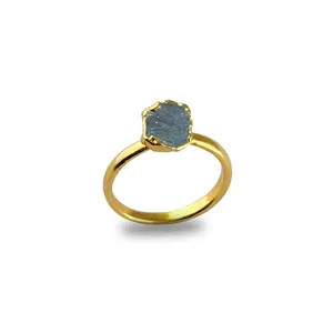 Anillo de zafiro azul de Plata de Ley 925, sortija de piedras preciosas chapadas en oro, piedra natural, piedras preciosas - Product Image 1