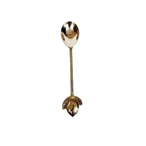Cuillère à Dessert en laiton de conception de citron avec poignée côtelée vernis de haute qualité pour Restaurant hôtel maison mariage - Product Image 1
