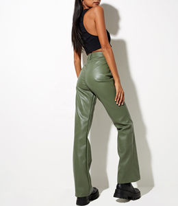 Pantalons pour hommes sur mesure OEM, droits, incurvés, rayés, unisexes, en similicuir, pantalons en cuir sur mesure pour hommes, évasés, empilés, pantalons en cuir sur mesure - Product Image 4